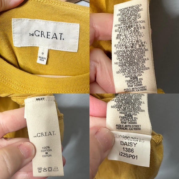 The GREAT. Hornets Graphic Boxy Tee Mustard Yellow Blue NEW without tags! Size 0 - Picture 6 of 7